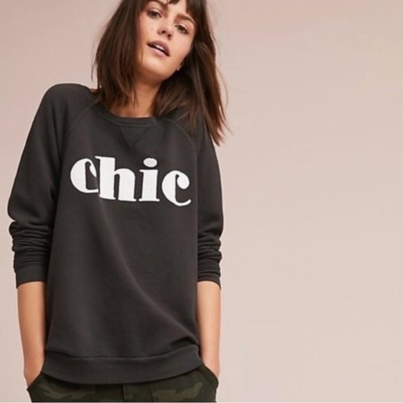 Anthropologie Tops - Anthropologie | Sol Angeles Black Gray Chic' Sweatshirt Medium